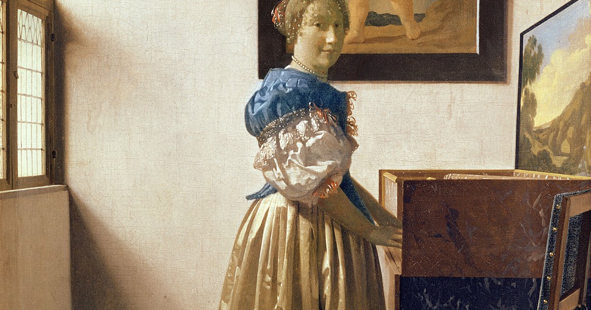 NATIONAL GALLERY LONDRA, Vermeer Giovane Donna In Piedi Alla Spinetta